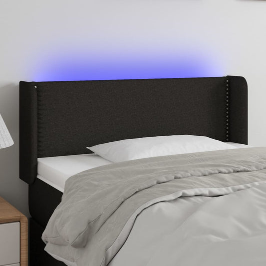 Sengegavl Med Led-Lys Stof Sort
