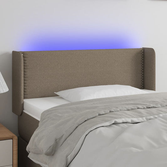 Sengegavl Med Led-Lys Stof Gråbrun