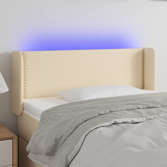 Sengegavl Med Led-Lys Stof Farvet Creme