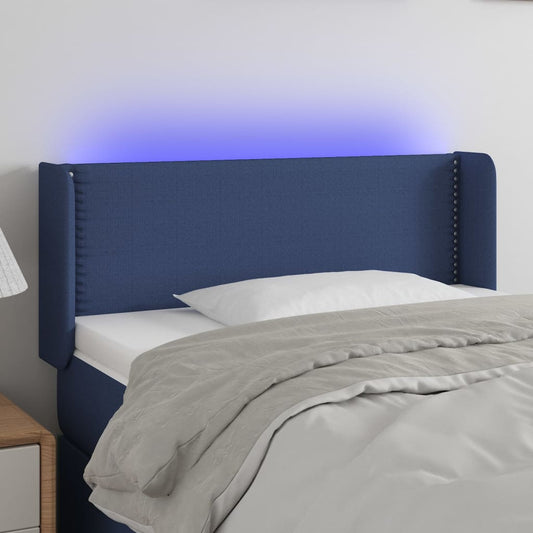 Sengegavl Med Led-Lys Stof Blå