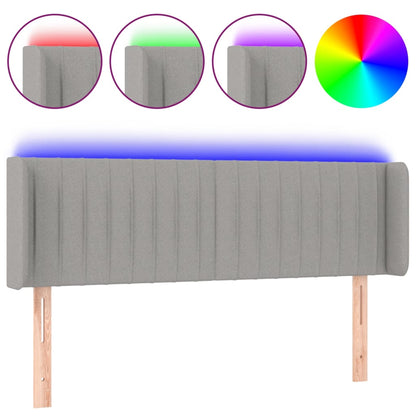 Sengegavl Med Led-lys 147x16x78/88 Cm Stof Lysegrå - Billede 2