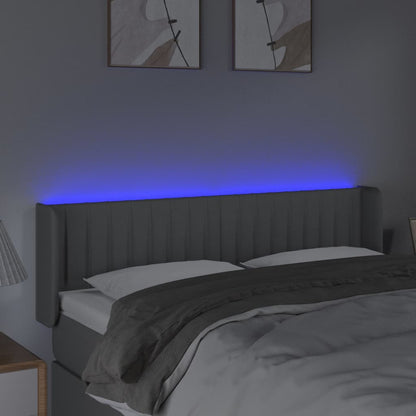 Sengegavl Med Led-lys 147x16x78/88 Cm Stof Lysegrå - Billede 4