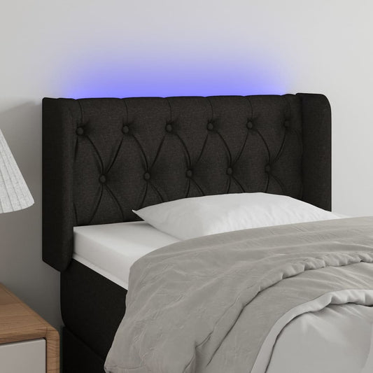 Sengegavl Med Led-Lys Stof Sort