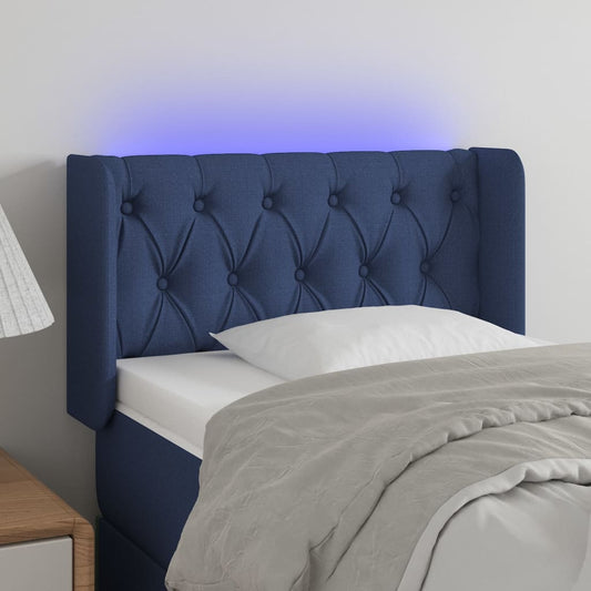 Sengegavl Med Led-Lys Stof Blå