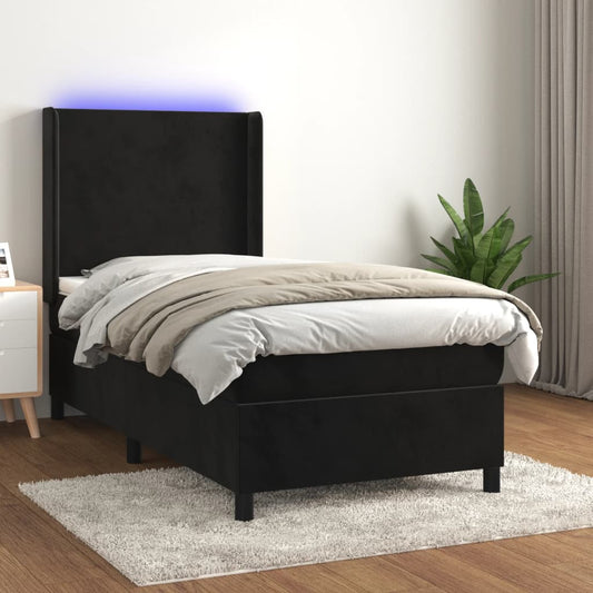 Kontinentalseng Med Led-Lys Velour Sort