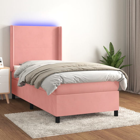 Kontinentalseng Med Led-Lys Velour Pink Lyserød