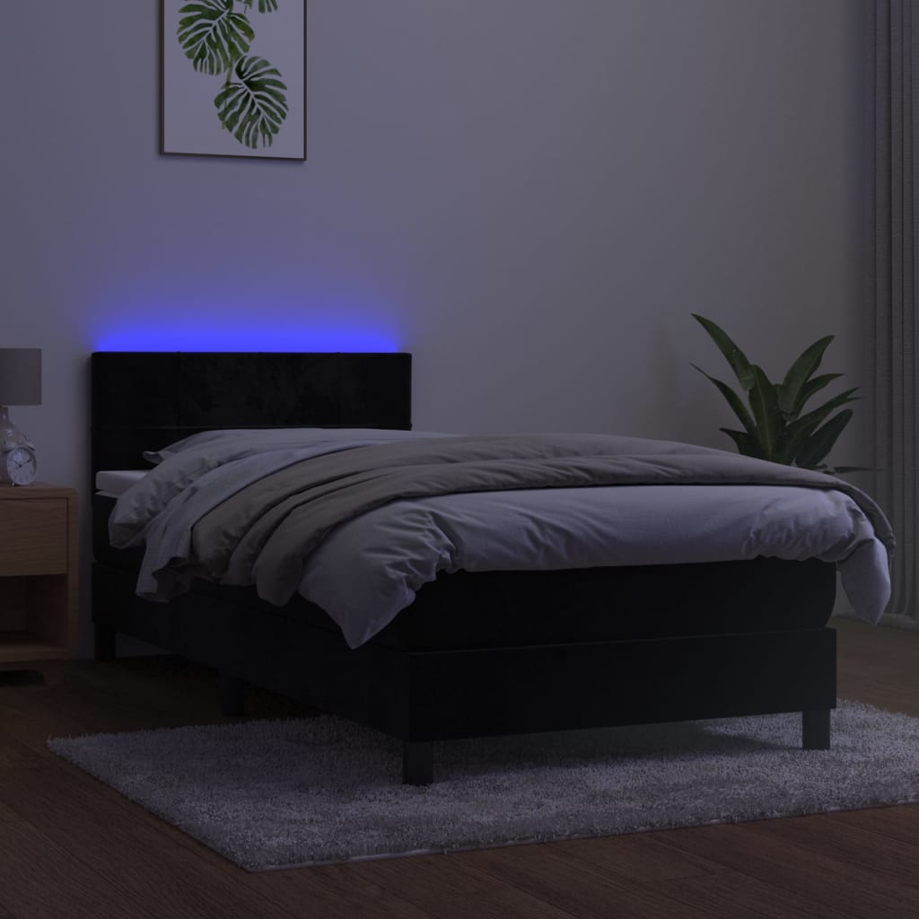 Kontinentalseng Med Led-lys Fløjl Sort - Billede 3