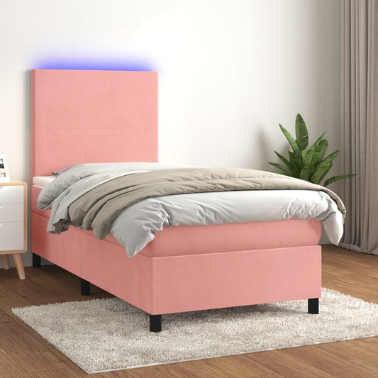 Kontinentalseng Med Led-Lys Velour Pink Lyserød