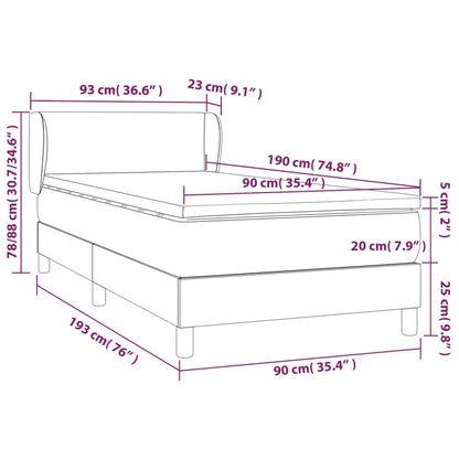 Kontinentalseng Med Madras 90x190 Cm Fløjl Mørkegrå - Billede 7