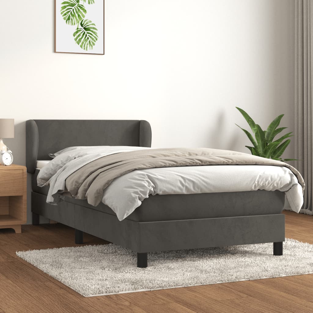 Kontinentalseng Med Madras 90x190 Cm Fløjl Mørkegrå - Hovedbillede
