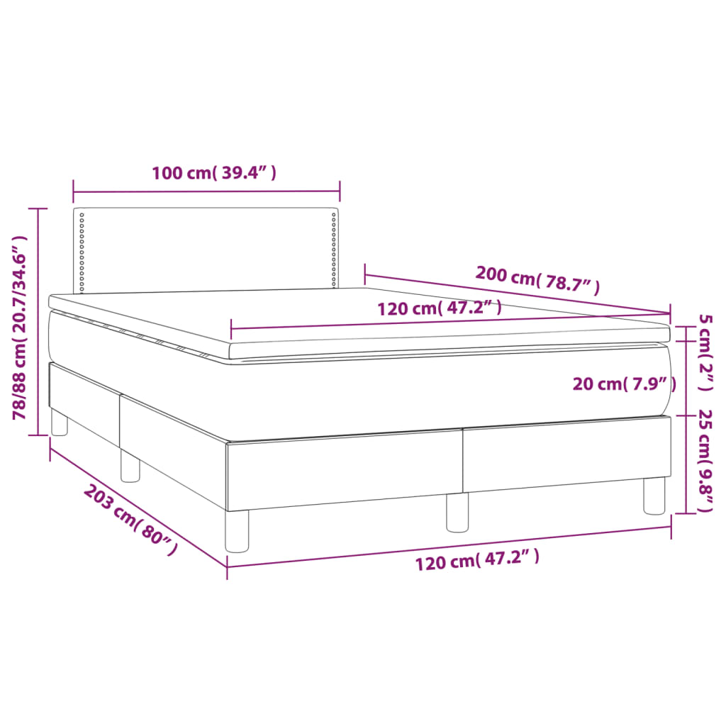 Kontinentalseng 120x200 Fløjl - Billede 7
