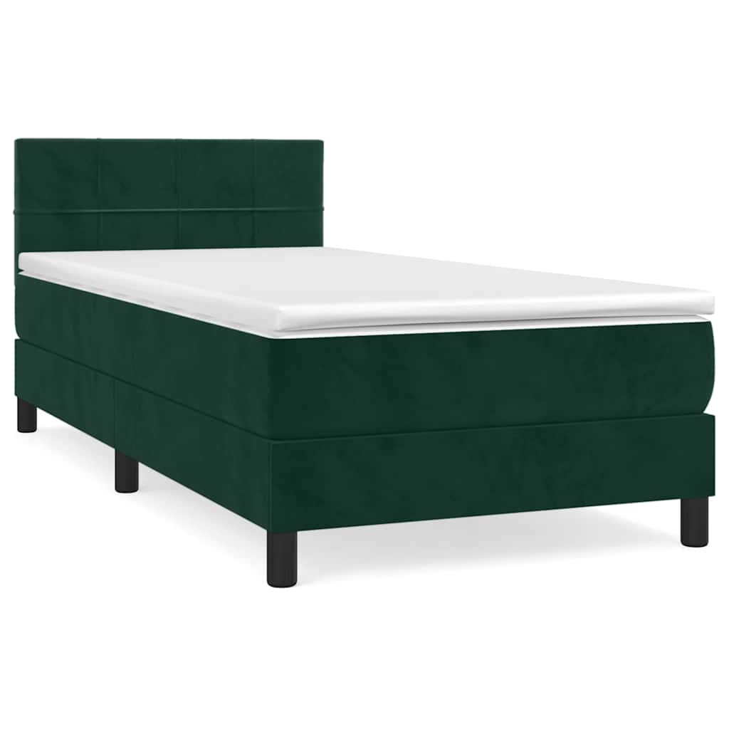 Kontinentalseng Med Madras 90x200 Cm Fløjl Mørkegrøn - Billede 2