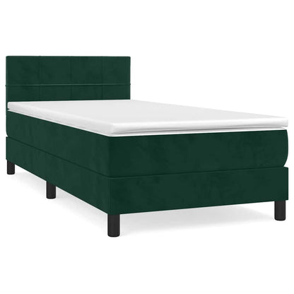 Kontinentalseng Med Madras 90x200 Cm Fløjl Mørkegrøn - Billede 2