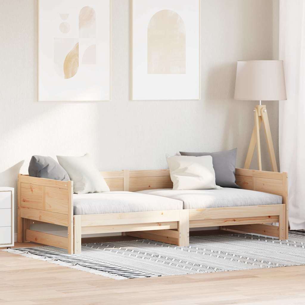 Utrækkelig Dag-seng Brun 180 X 200 Cm Massivt Fyrretræ - Hovedbillede