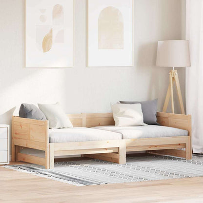 Utrækkelig Dag-seng Brun 180 X 200 Cm Massivt Fyrretræ - Hovedbillede