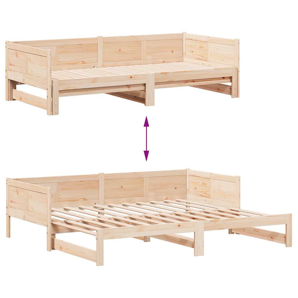 Utrækkelig Dag-seng Brun 180 X 200 Cm Massivt Fyrretræ - Billede 12