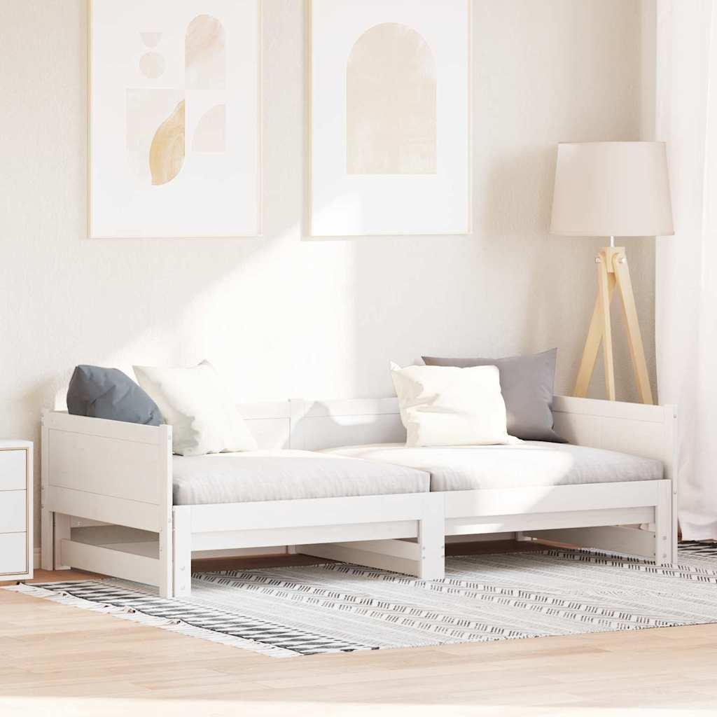 Utrækkelig Dag-seng Hvid 180 200 Cm Massivt Fyrretræ - Hovedbillede