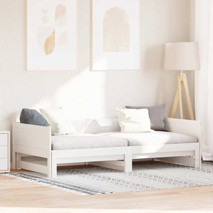 Utrækkelig Dag-seng Hvid 180 200 Cm Massivt Fyrretræ - Hovedbillede