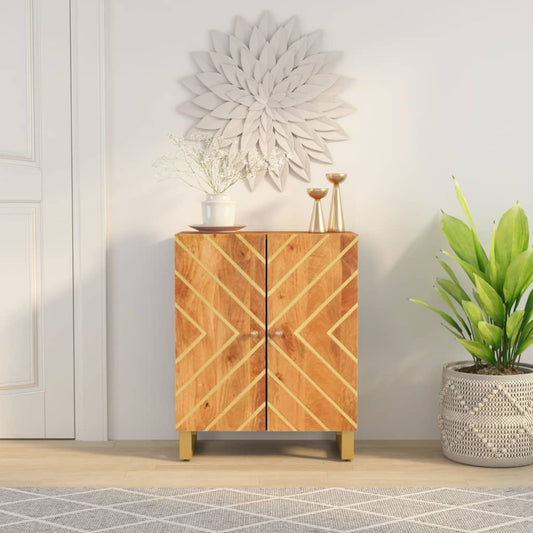 Skænk 60X33,5X75 Cm Massivt Mangotræ Brun Og Sort