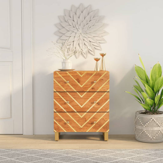 Skænk 60X33,5X75 Cm Massivt Mangotræ Brun Og Sort