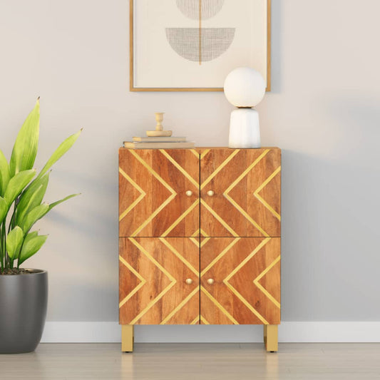 Skænk 60X33,5X75 Cm Massivt Mangotræ Brun Og Sort