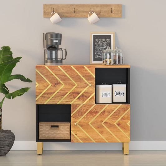 Skænk 80X33,5X75 Cm Massivt Mangotræ Brun Og Sort