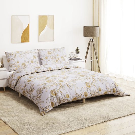 Sengetøj 260X220 Cm Bomuld Hvid Og Brun