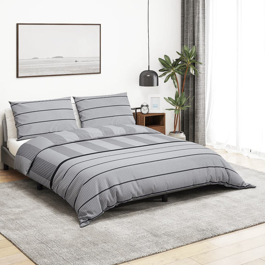 Sengetøj 200X220 Cm Bomuld Grå Lysegrå