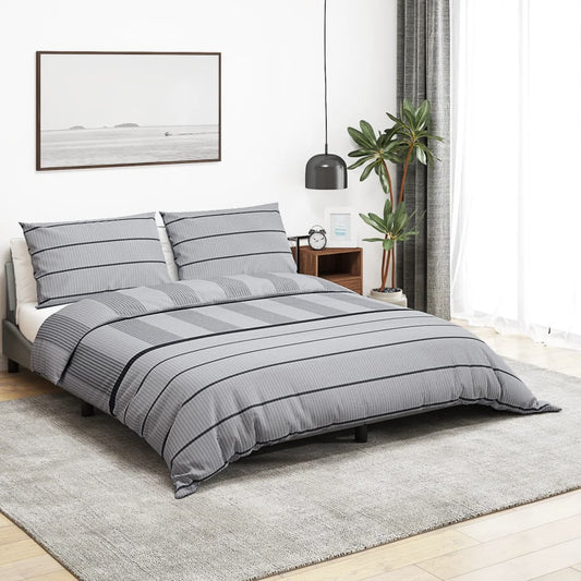 Sengetøj 200X200 Cm Bomuld Grå Lysegrå