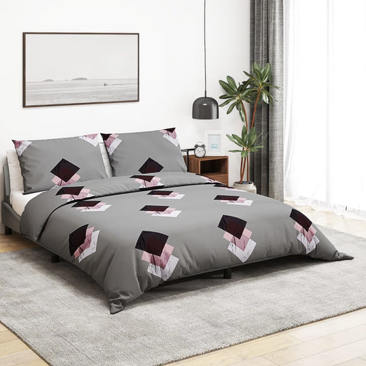 Sengetøj 200X200 Cm Bomuld Grå Flerfarvet