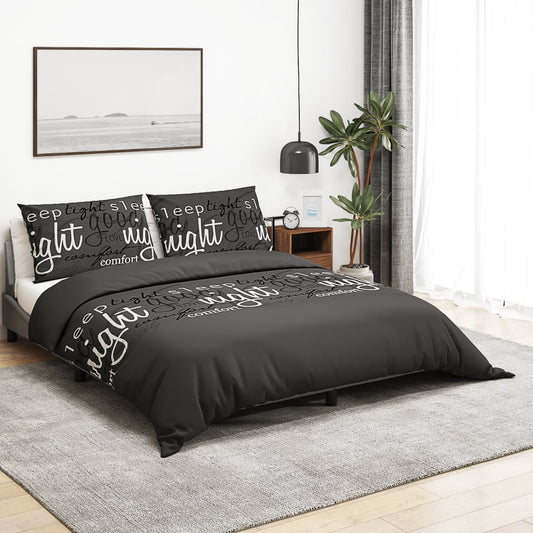 Sengetøj 200X220 Cm Bomuld Sort Sort Og Hvid