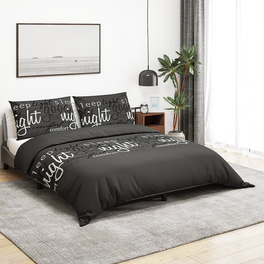 Sengetøj 260X200 Cm Bomuld Sort Sort Og Hvid