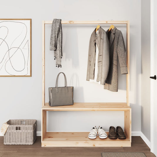 Tøjstativ Med Skoopbevaring 113X40X157,5 Cm Massivt Fyr