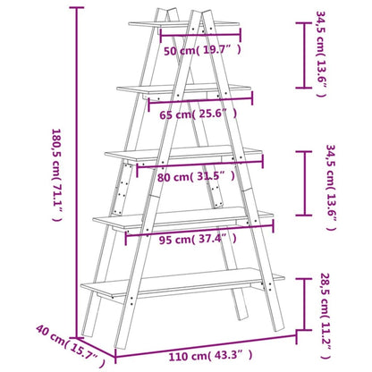 A-formet Reol Med 5 Hylder 110x40x180,5 Cm Massivt Fyrretræ - Billede 9