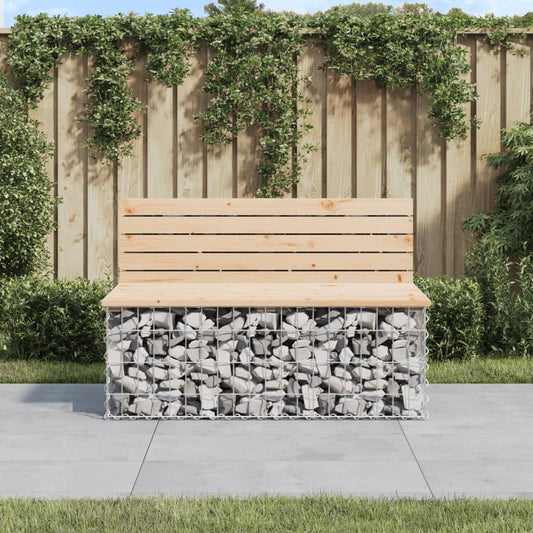 Havebænk Med Gabiondesign Massivt Fyrretræ