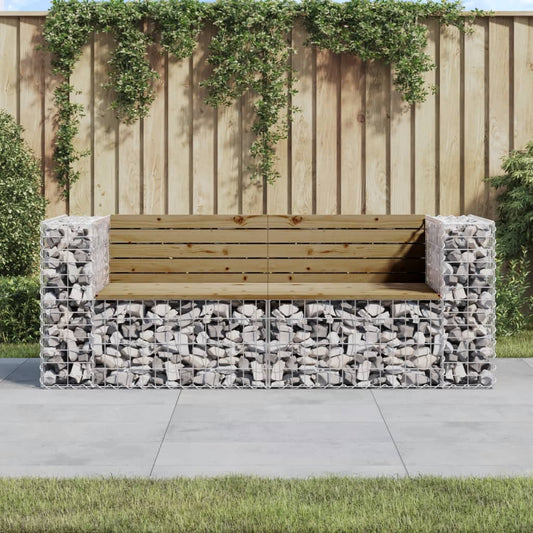 Havebænk Med Gabiondesign 184X71X65,5 Cm Imprægneret Fyrretræ