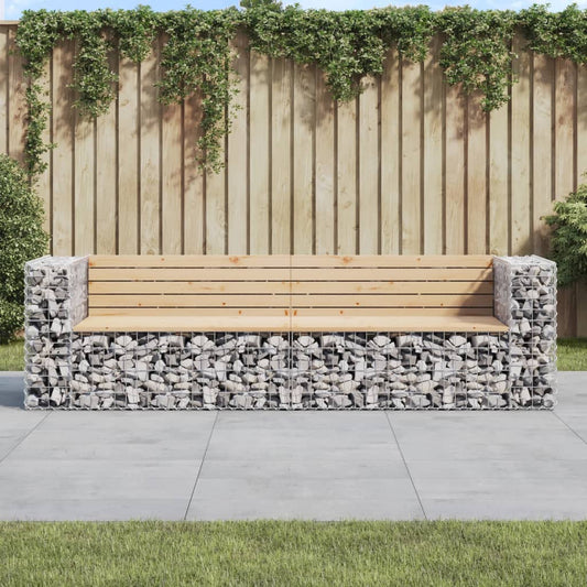 Havebænk Med Gabiondesign 244X71X65,5 Cm Massivt Fyrretræ