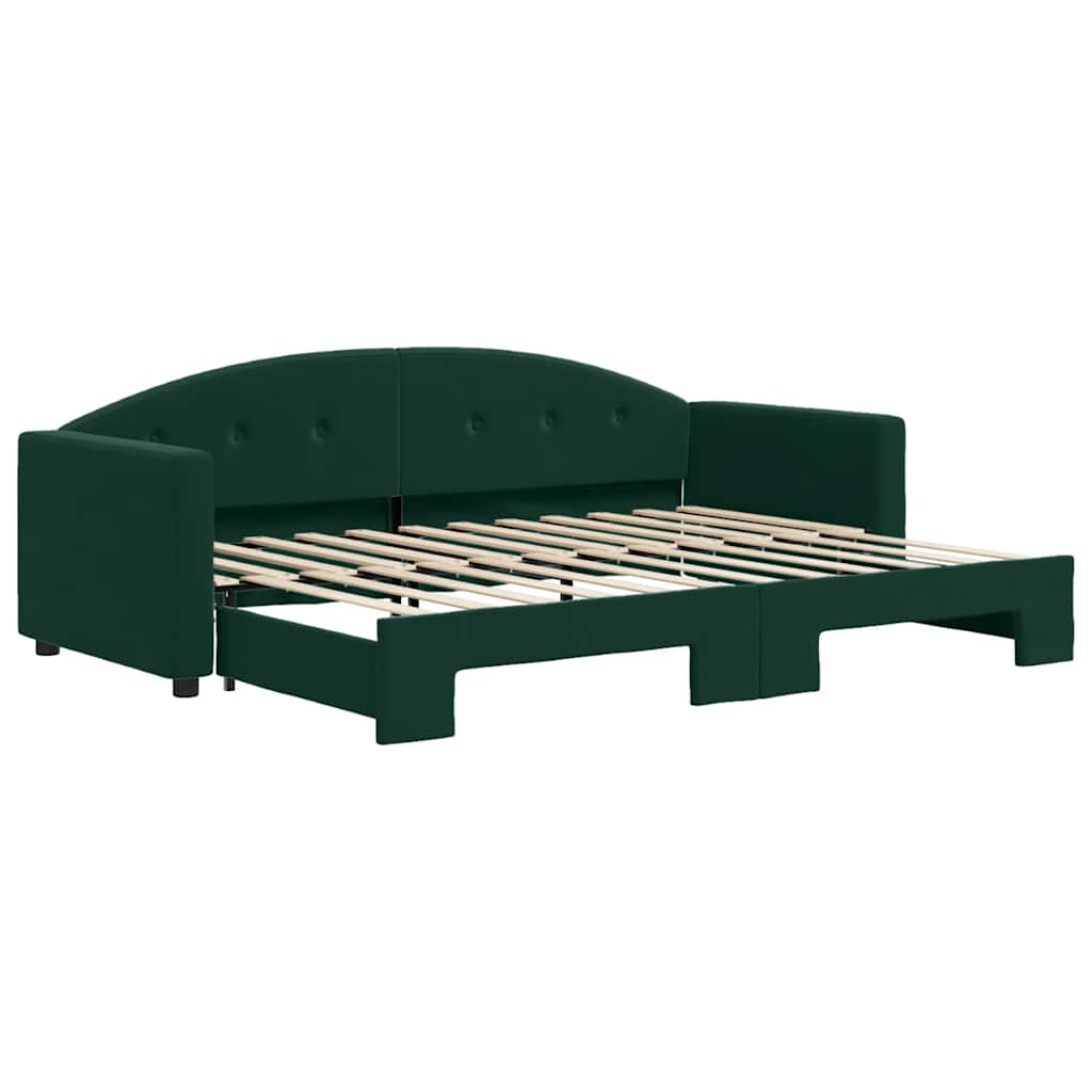 Daybed Med Udtræk 80x200 Cm Velour Mørkegrøn - Billede 2