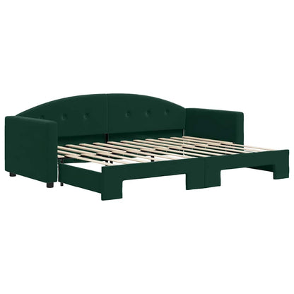 Daybed Med Udtræk 80x200 Cm Velour Mørkegrøn - Billede 2