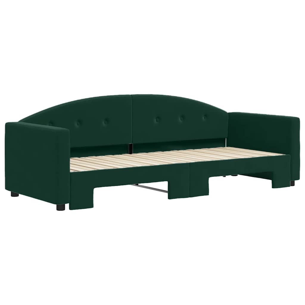 Daybed Med Udtræk 80x200 Cm Velour Mørkegrøn - Billede 3
