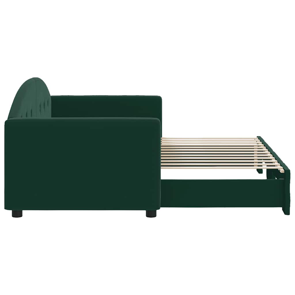 Daybed Med Udtræk 80x200 Cm Velour Mørkegrøn - Billede 4