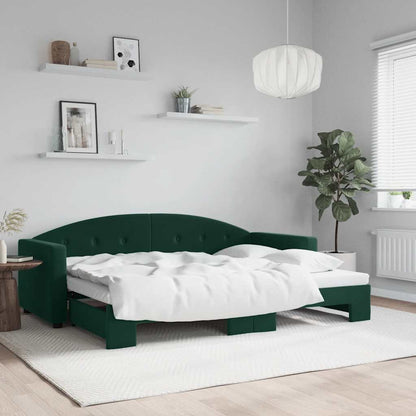 Daybed Med Udtræk 80x200 Cm Velour Mørkegrøn - Hovedbillede