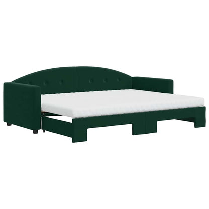Daybed Med Udtræk Og Madras 80x200 Cm Velour Mørkegrøn - Billede 2