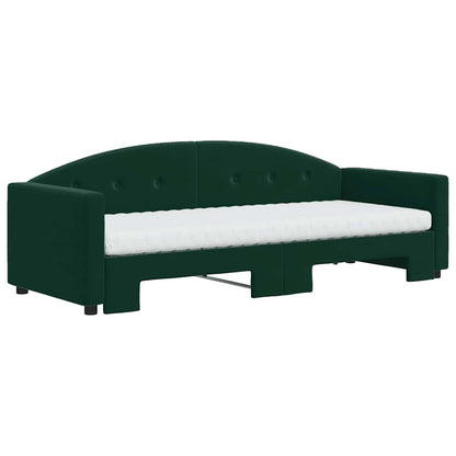 Daybed Med Udtræk Og Madras 80x200 Cm Velour Mørkegrøn - Billede 3