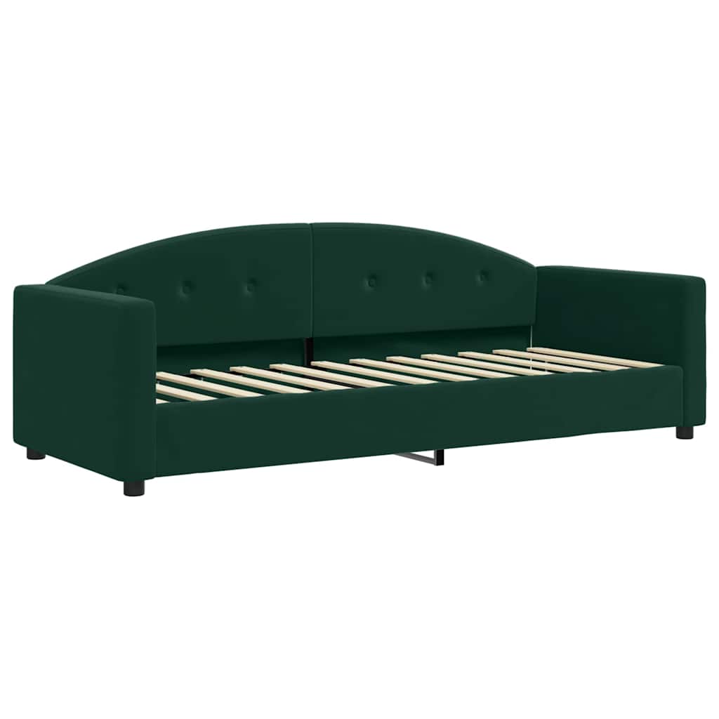 Daybed Med Udtræk Og Madras 80x200 Cm Velour Mørkegrøn - Billede 4