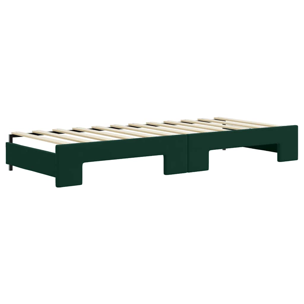Daybed Med Udtræk Og Madras 80x200 Cm Velour Mørkegrøn - Billede 5
