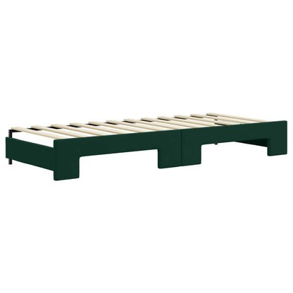 Daybed Med Udtræk Og Madras 80x200 Cm Velour Mørkegrøn - Billede 5