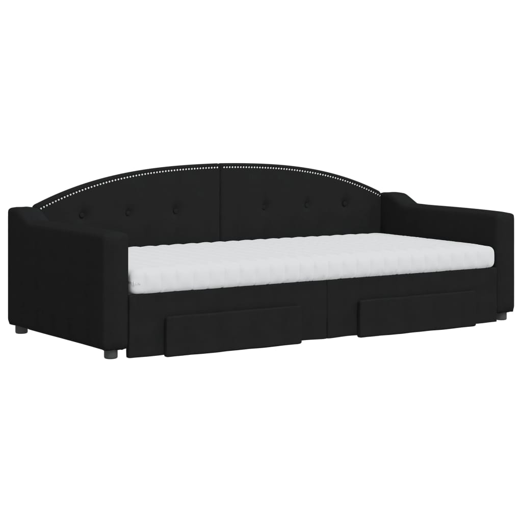Daybed Med Udtræk Og Skuffer 80x200 Cm Stof Sort - Billede 3