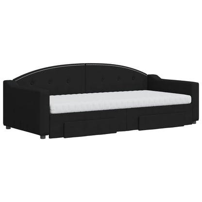 Daybed Med Udtræk Og Skuffer 80x200 Cm Stof Sort - Billede 3