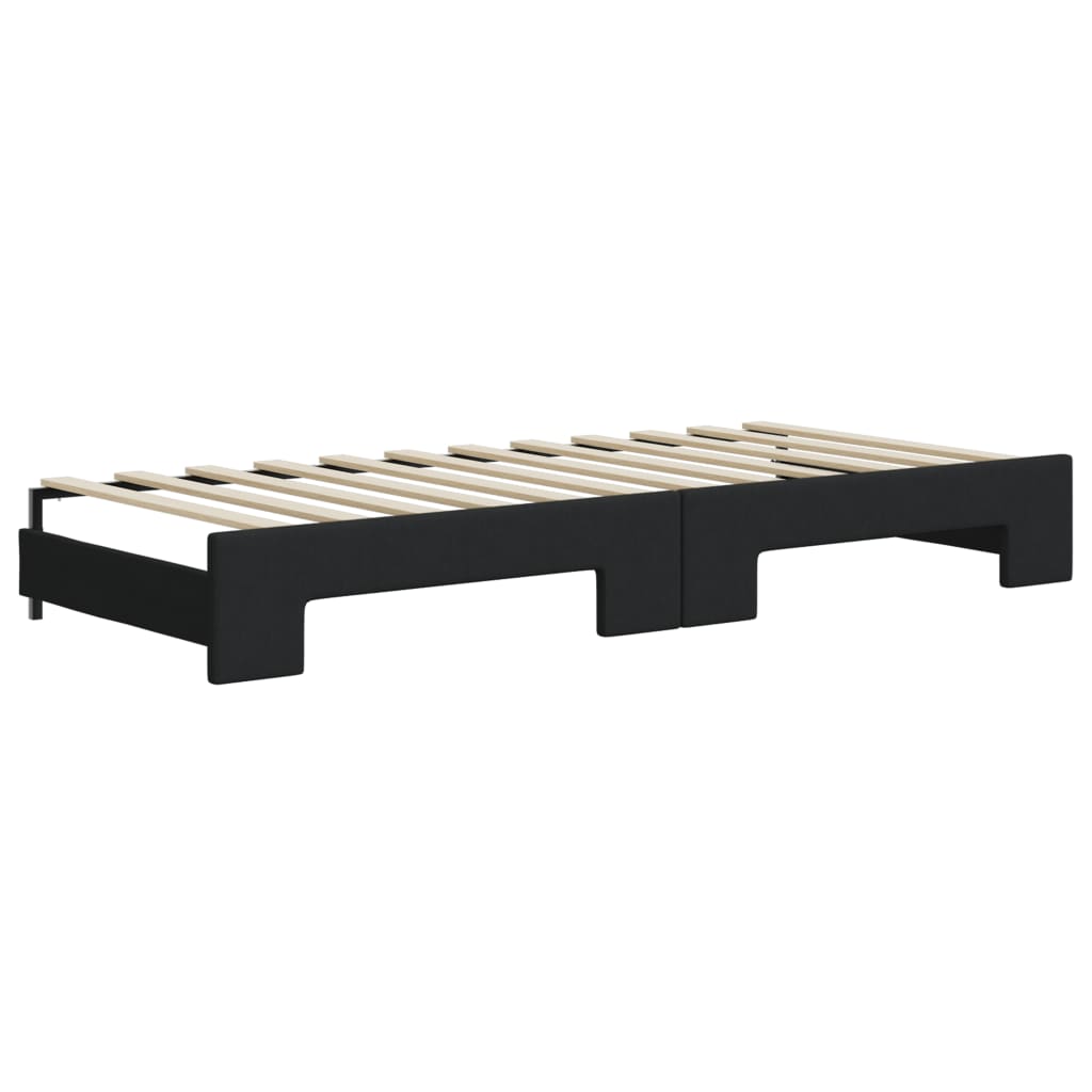 Daybed Med Udtræk Og Skuffer 80x200 Cm Stof Sort - Billede 5